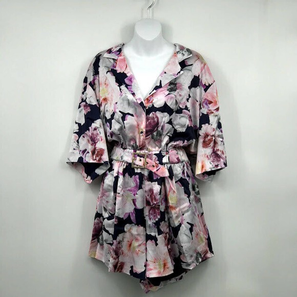 Cynthia Rowley Rose Floral Romper 12 Buckle Belt - Picture 7 of 13